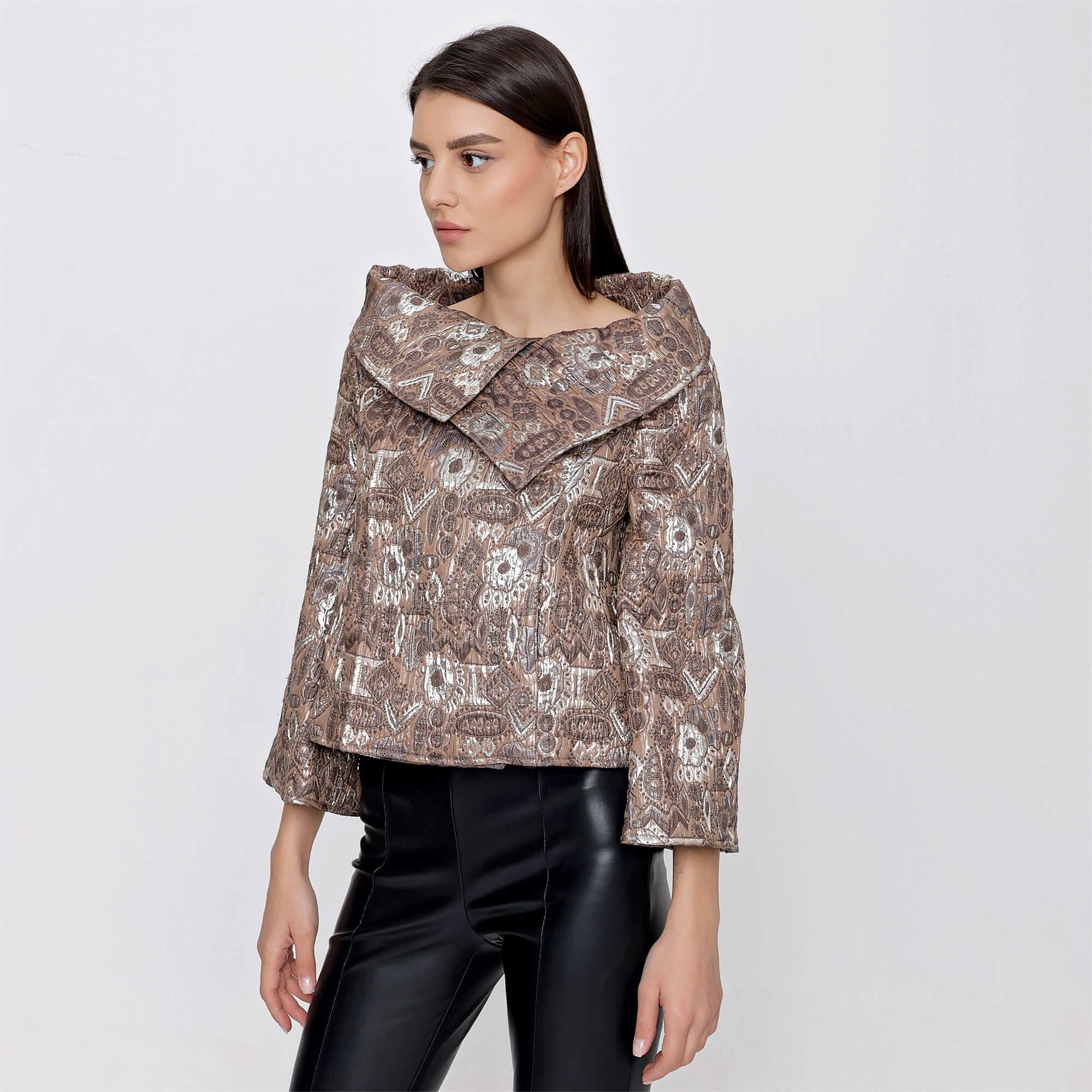 Oscar de la Renta - Multicolor Silk Blend Brocade Metallic Pattern Jacket